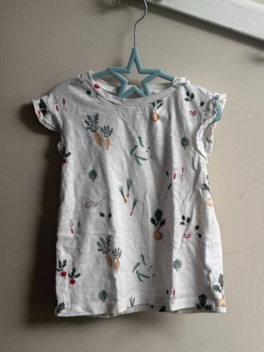 🥕🌽🥦 Little Co. by Lauren Conrad Vegetable Print Ruffled Shirt – 4T – EUC 🥦🌽